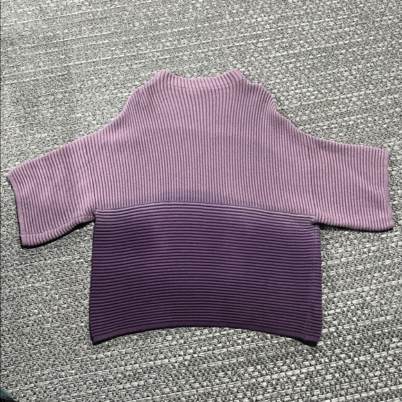 Chico’s | Ombré Purple Ribbed Quarter Sleeve Sweater - Picture 10 of 11